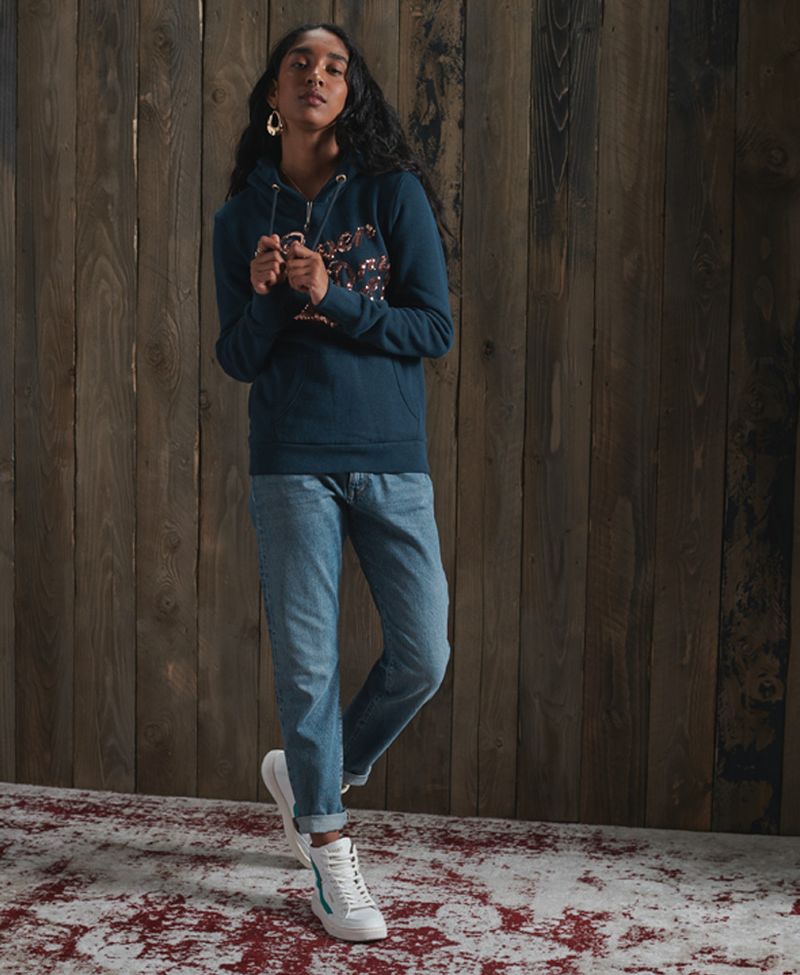 Buzo-Hoodie-Cerrado-Para-Mujer-Script-Sequin-Hood-Superdry