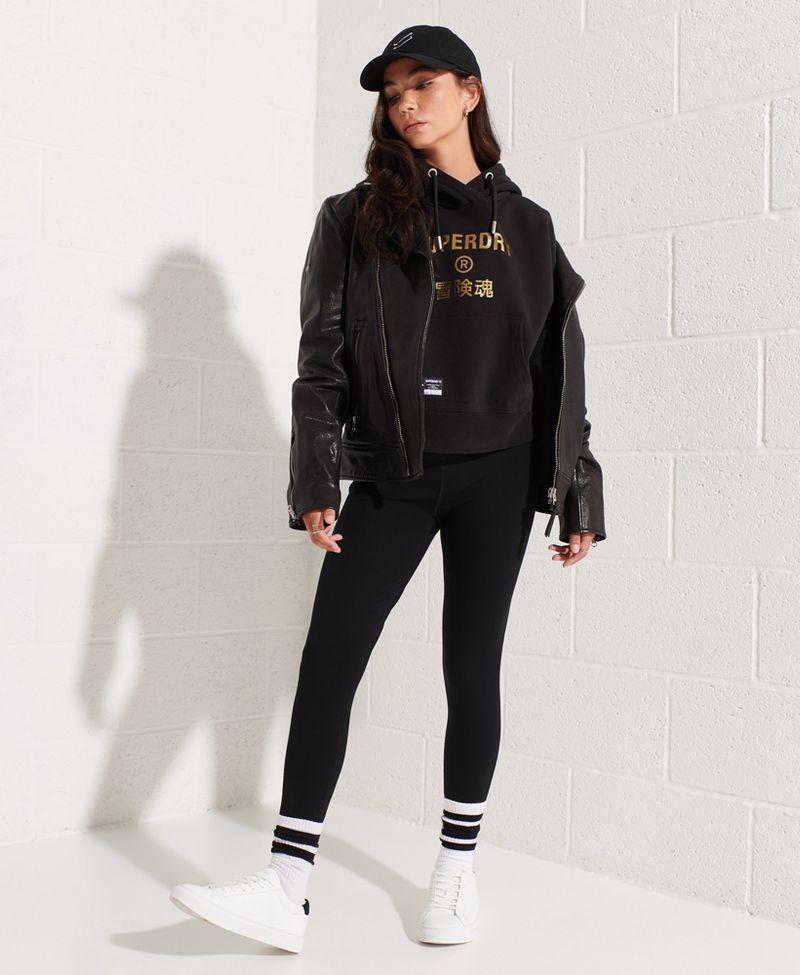Buzo-Hoodie-Cerrado-Para-Mujer-Corp-Logo-Foil-Crop-Hood-Superdry
