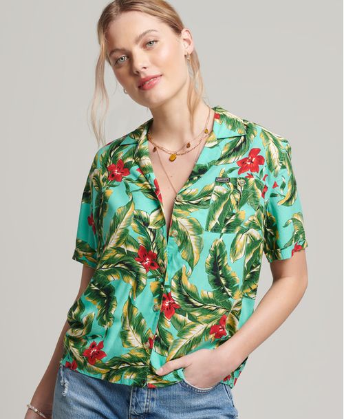 Camisa Manga Corta Para Mujer Vintage Resort