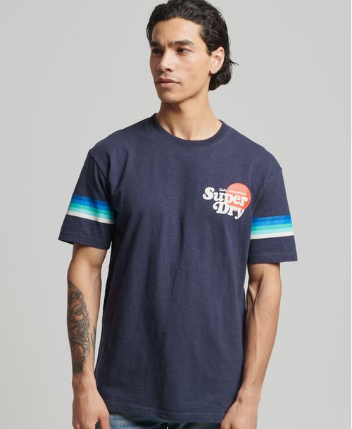 Camiseta Para Hombre Vintage Cali Stripe