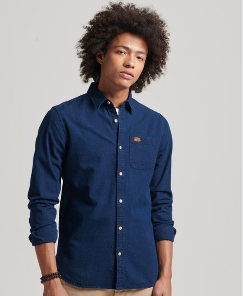 Camisa Manga Larga Para Hombre Vintage Workwear