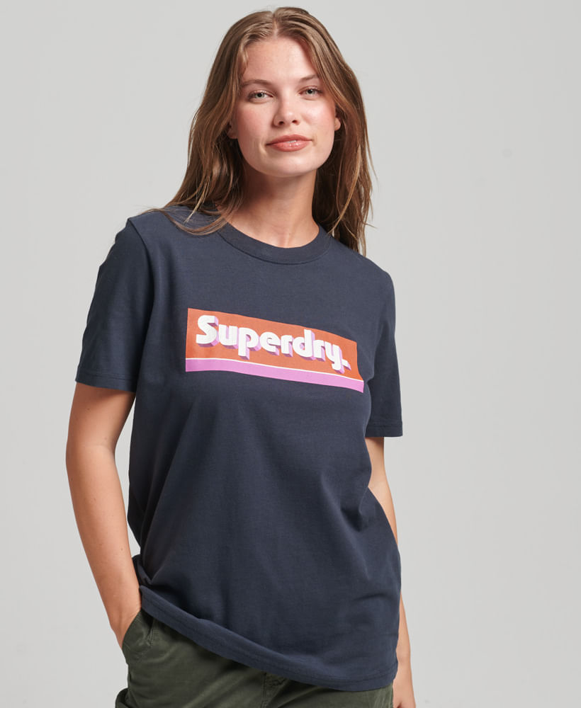 Superdry camiseta listrada cali vintage roupas laranja mulheres