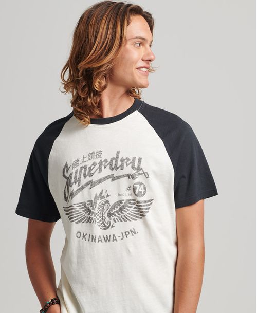 Camiseta Para Hombre Vintage Blackout Raglan