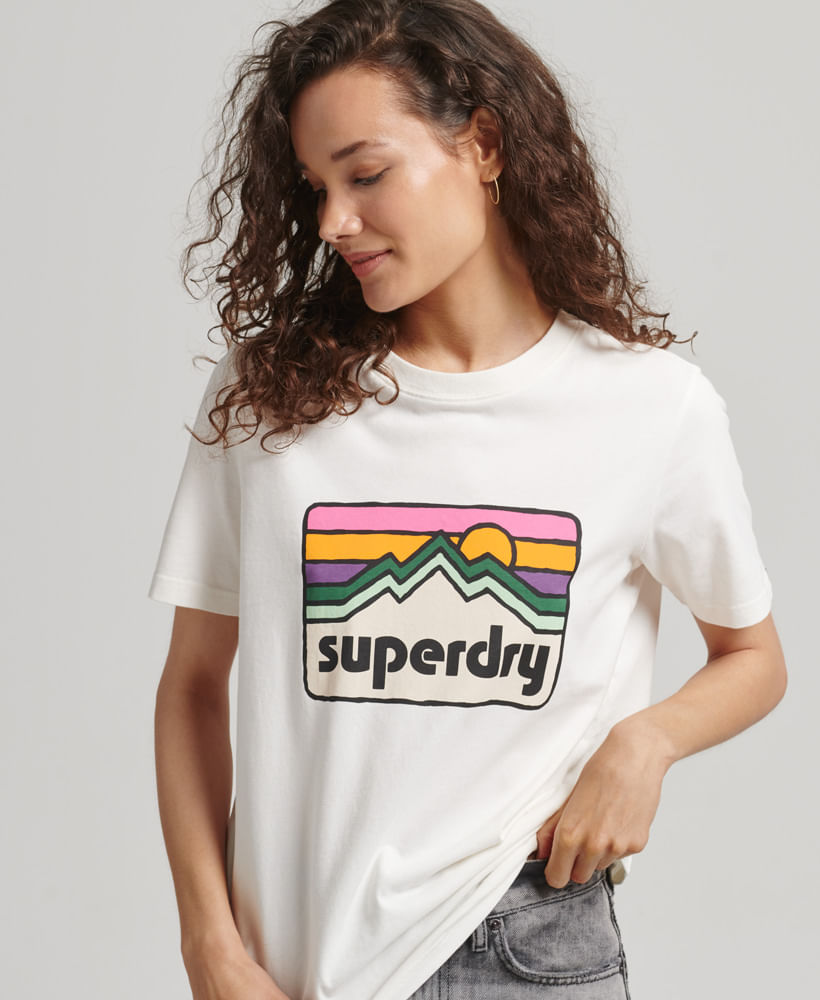 Camiseta Superdry lencera negra con flores de mujer