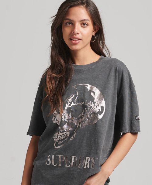 Camiseta Para Mujer Vintage Boxy Rock Graphic