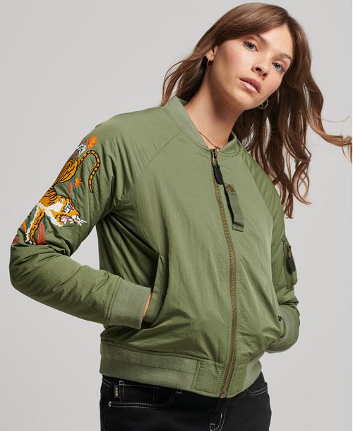 Chaqueta Beisbolera Para Mujer Vintage Military Suikajan