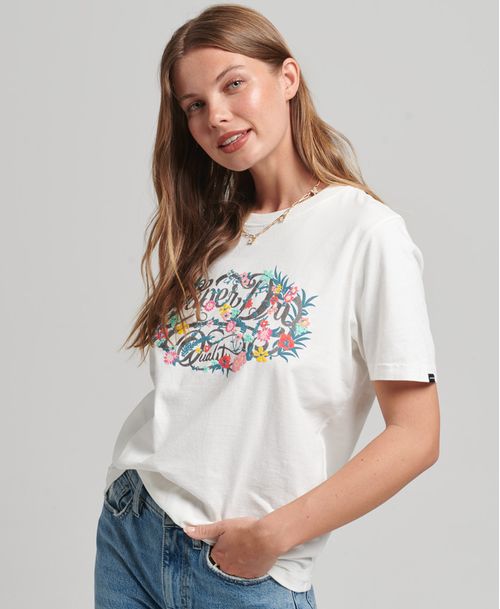Camiseta Para Mujer Vintage Floral Scripted