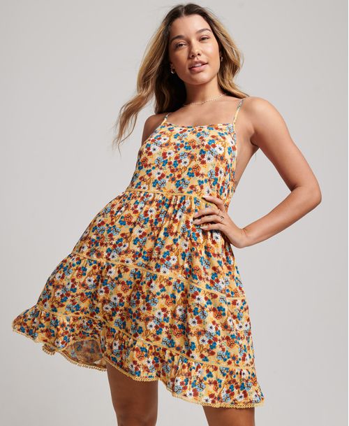Vestido Medio Para Mujer Vintage Beach Cami_