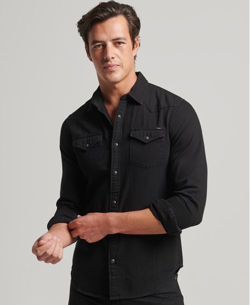 Camisa Manga Larga Para Hombre Vintage Washed