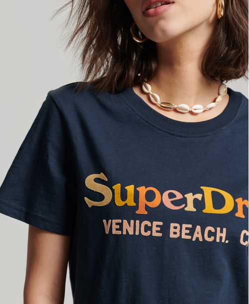 Camiseta Manga Corta Para Mujer Vintage Rainbow Tee