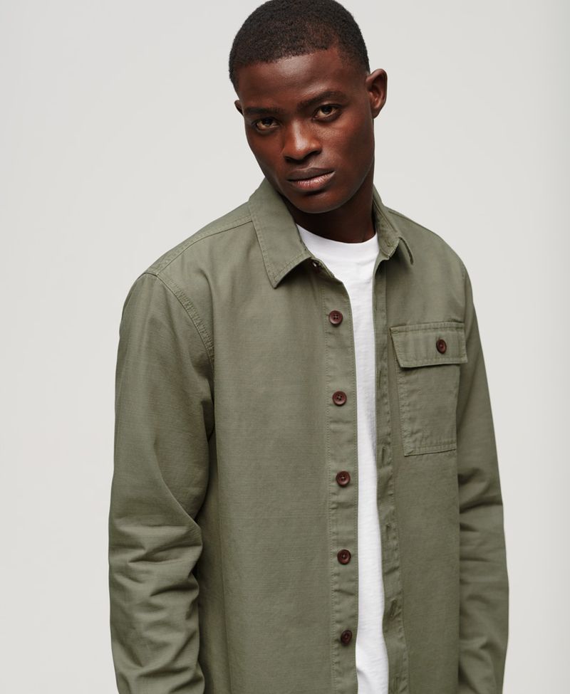 Camisa-Manga-Larga-Para-Hombre-Vintage-Military-Over-
