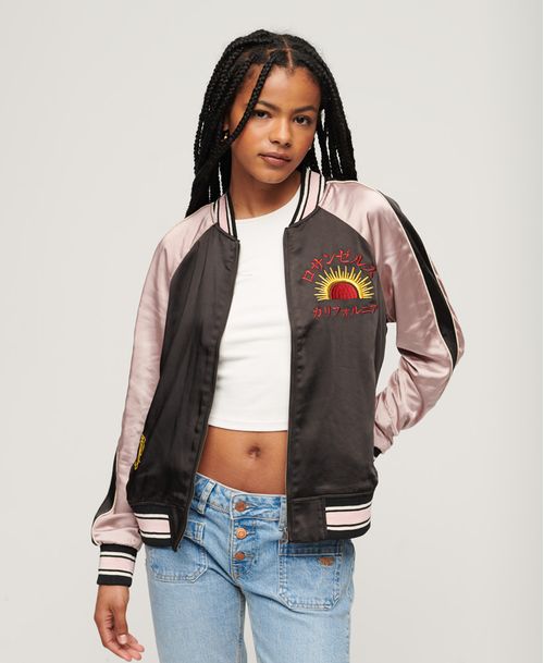 Chaqueta Casual Para Mujer Suikajan Embroidered Bomber