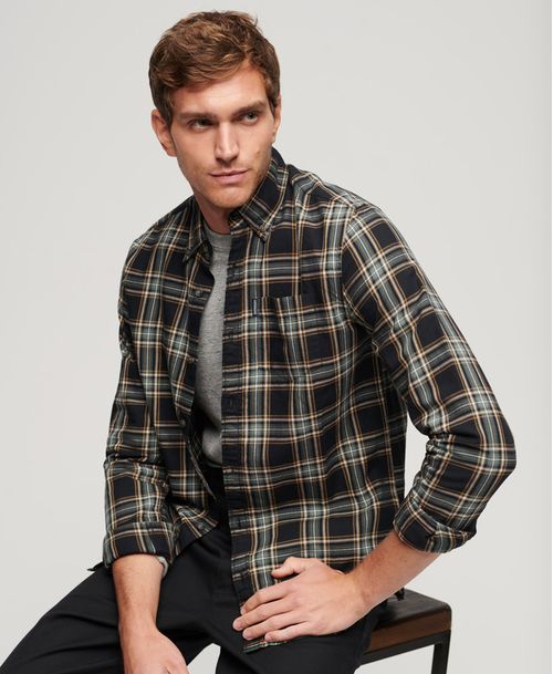 Camisa Manga Larga Para Hombre Vintage Check