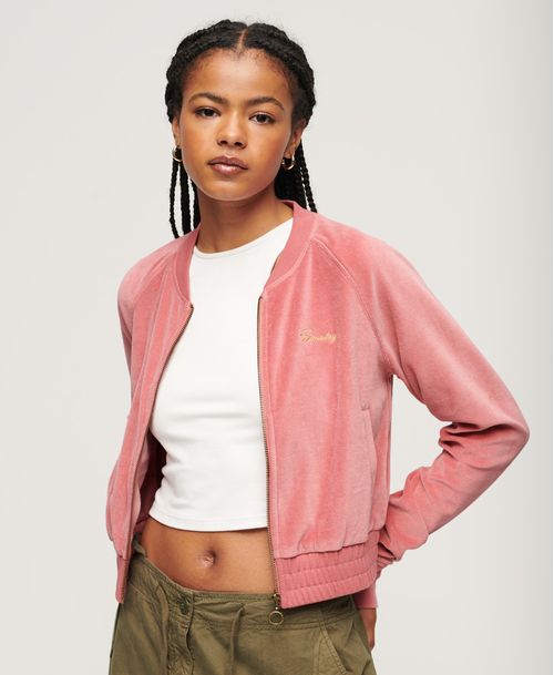 Buzo Abierto Para Mujer Velour Baseball