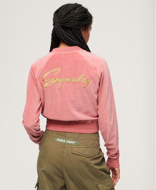 Buzo Abierto Para Mujer Velour Baseball