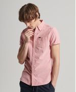 Camisa-Manga-Corta-Para-Hombre-Vintage-Oxford