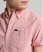 Camisa-Manga-Corta-Para-Hombre-Vintage-Oxford