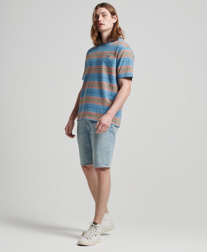 Camiseta-Para-Hombre-Vintage-Textured-Stripe-