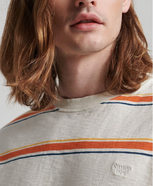 Camiseta Para Hombre Vintage Textured Stripe
