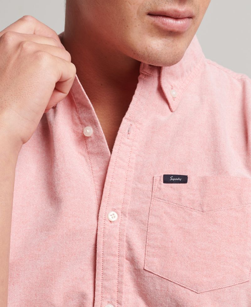 Camisa-Manga-Corta-Para-Hombre-Vintage-Oxford