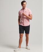 Camisa-Manga-Corta-Para-Hombre-Vintage-Oxford
