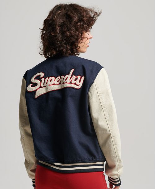 Chaqueta Denim Para Mujer Vintage Varsity