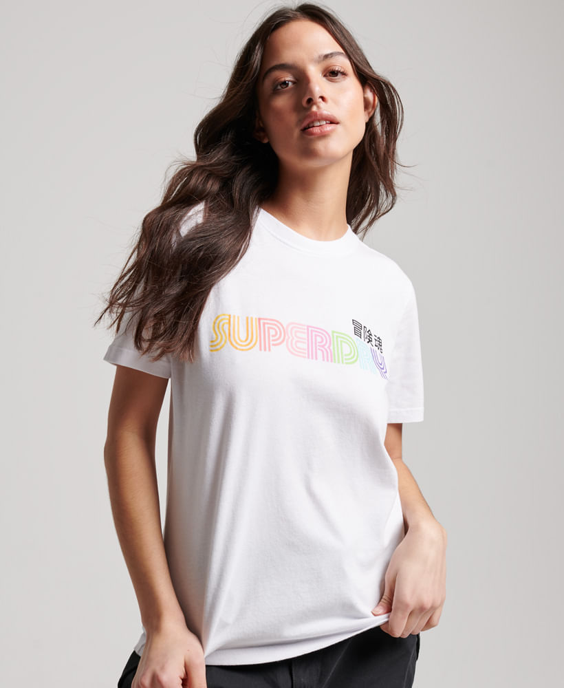 CAMISETA SUPERDRY MUJER VINTAGE RAINBOW BLANCO