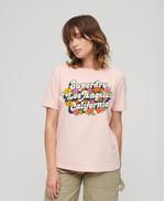 Camiseta-Manga-Corta-Para-Mujer-70-S-Floral-Script-Logo-Tee-