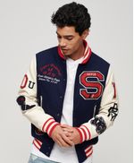 Chaqueta-Casual-Para-Hombre-College-Varsity-Patched-Bomber-