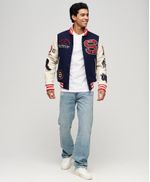 Chaqueta-Casual-Para-Hombre-College-Varsity-Patched-Bomber-