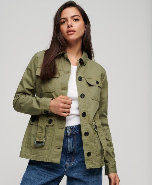 Chaqueta Casual Para Mujer Cotton Belted Safari