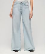 Jean-Stretch-Para-Mujer-Raw-Hem-Wide-Leg-Flare-