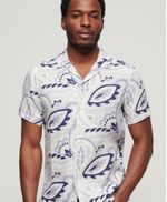Camiseta-Manga-Larga-Para-Hombre-Open-Collar-Print-Linen-