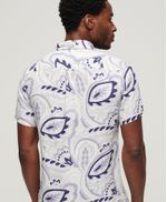 Camiseta-Manga-Larga-Para-Hombre-Open-Collar-Print-Linen-