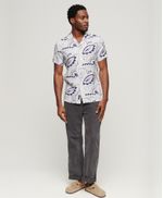 Camiseta-Manga-Larga-Para-Hombre-Open-Collar-Print-Linen-