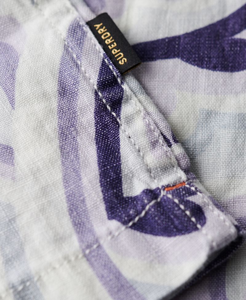 Camiseta-Manga-Larga-Para-Hombre-Open-Collar-Print-Linen-