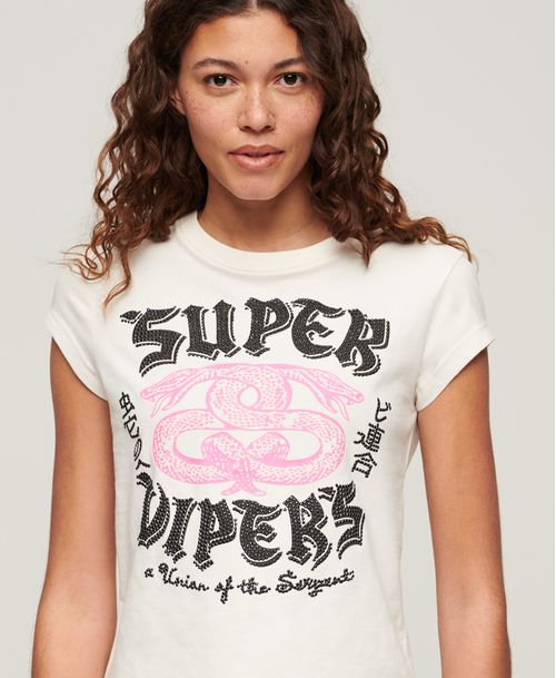 Camiseta Manga Corta Para Mujer Embellished Poster Cap Slv Tee