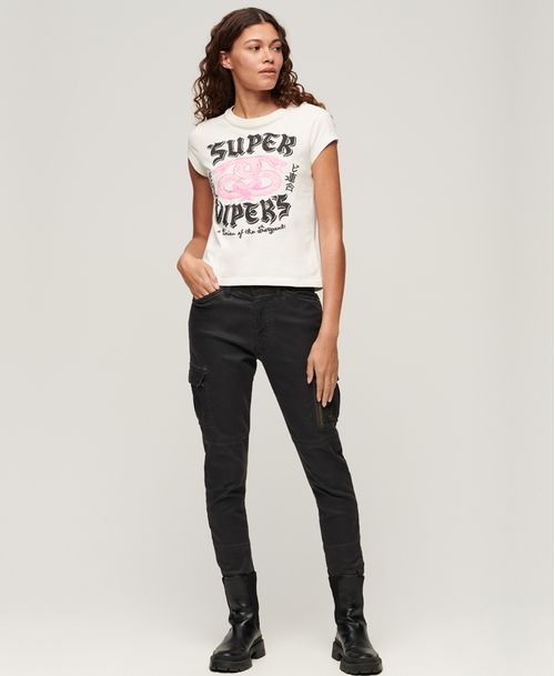 Camiseta Manga Corta Para Mujer Embellished Poster Cap Slv Tee