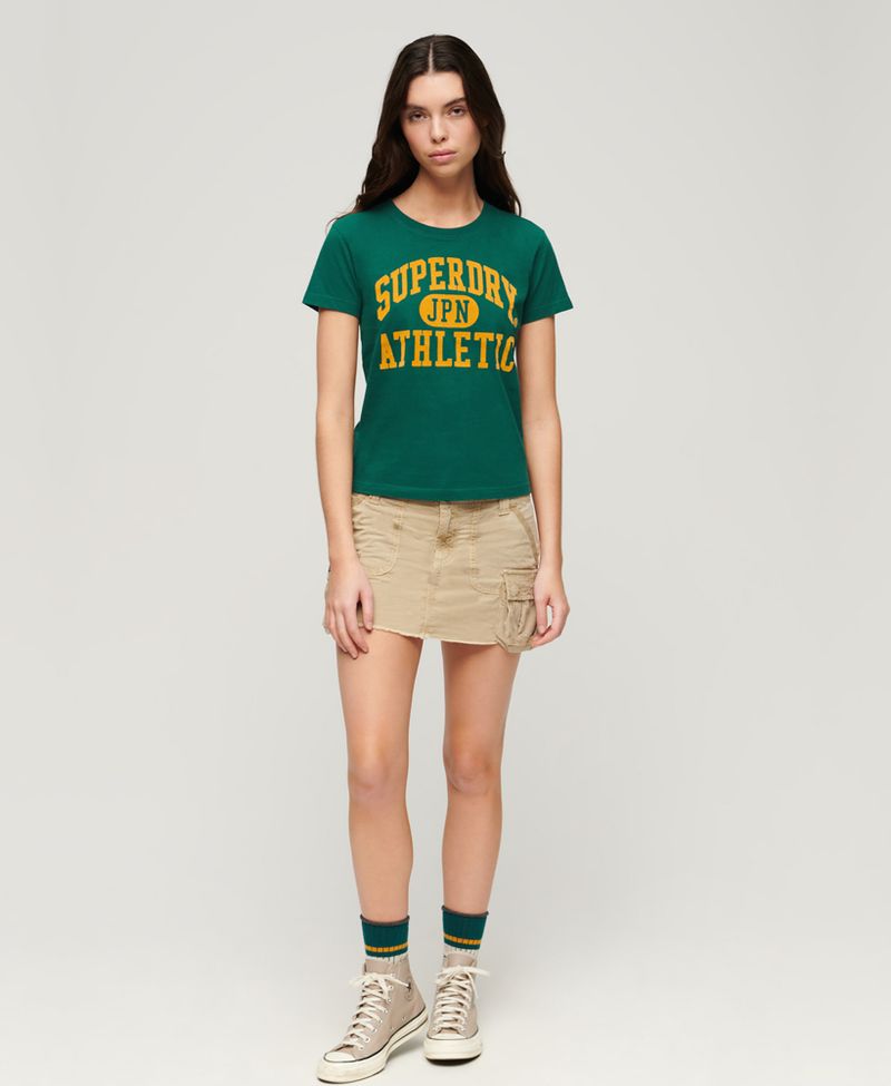 Camiseta-Manga-Corta-Para-Mujer-Varsity-Flocked-Fitted-Tee