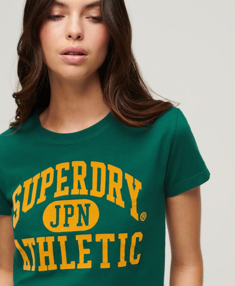Camiseta-Manga-Corta-Para-Mujer-Varsity-Flocked-Fitted-Tee