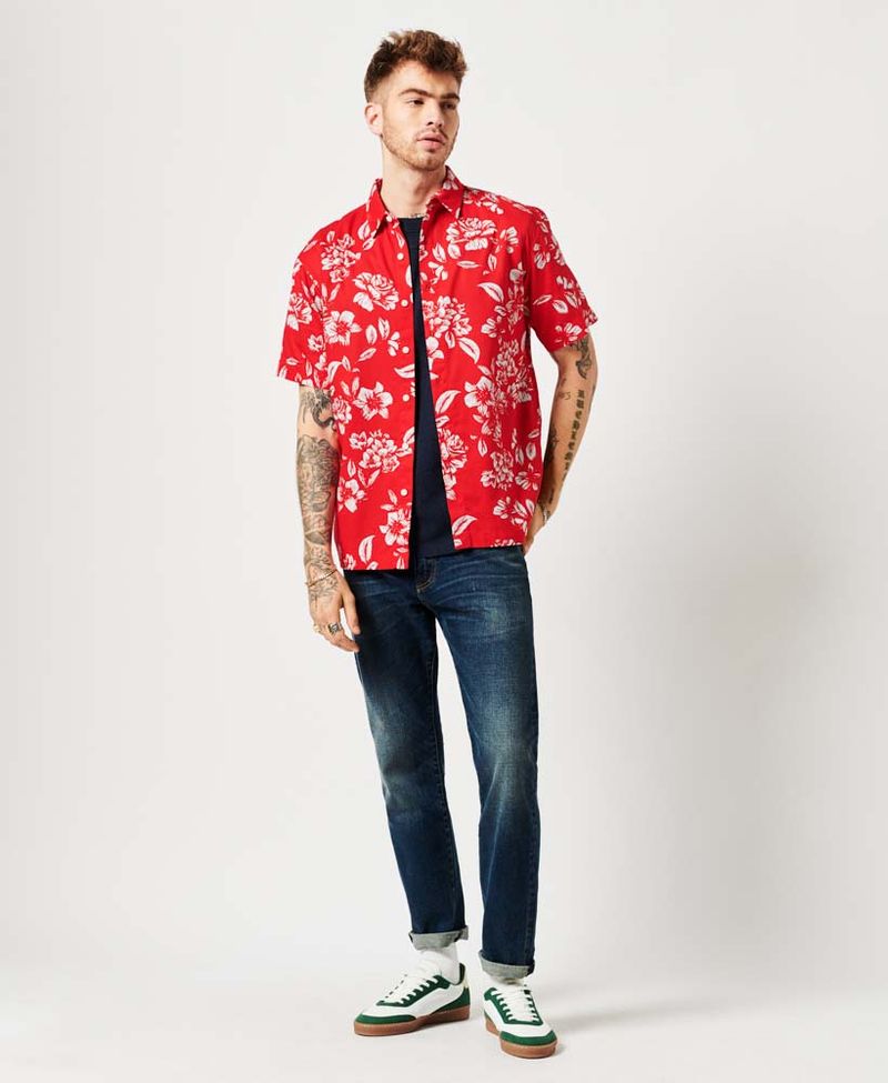 Camiseta-Manga-Corta-Para-Hombre-Vintage-Hawaiian