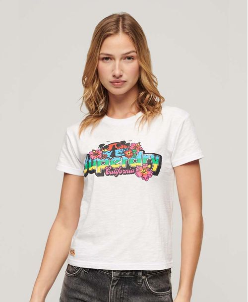Camiseta Manga Corta Para Mujer Cali Sticker Fitted Tee