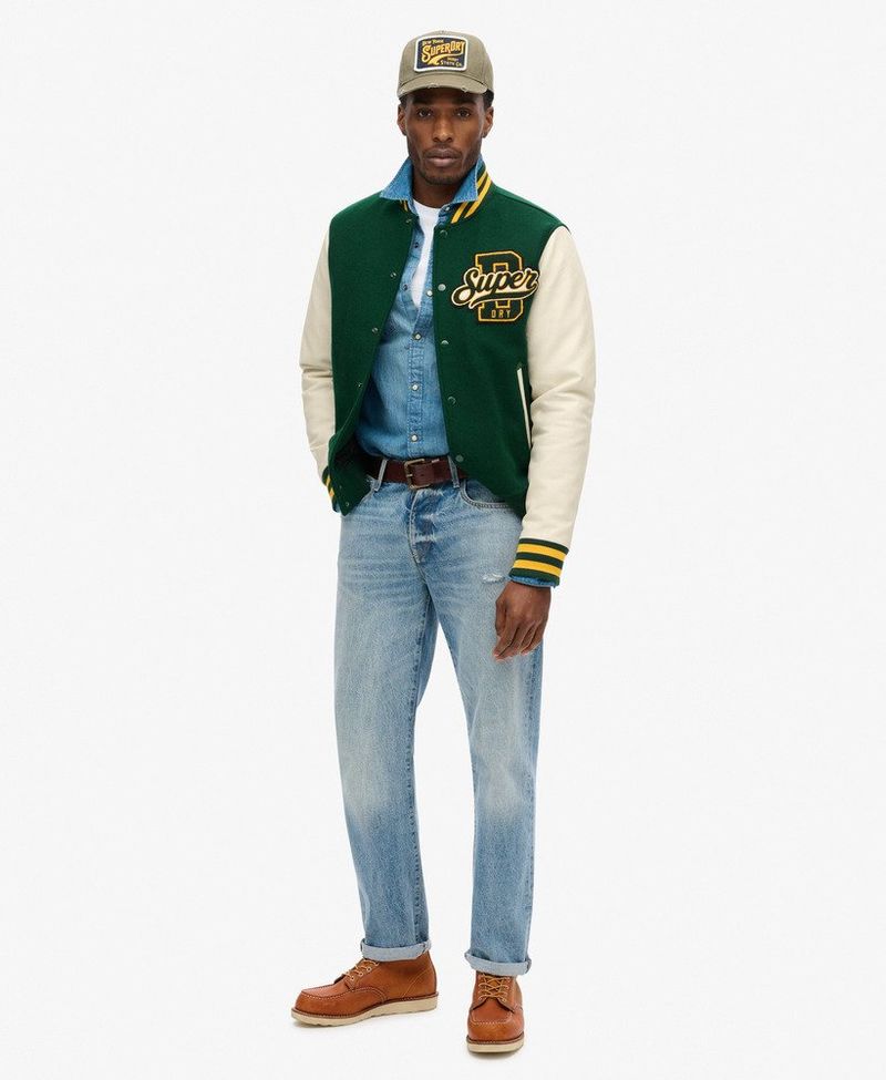 Chaqueta-Casual-Para-Hombre-Varsity-Wool-Bomber-
