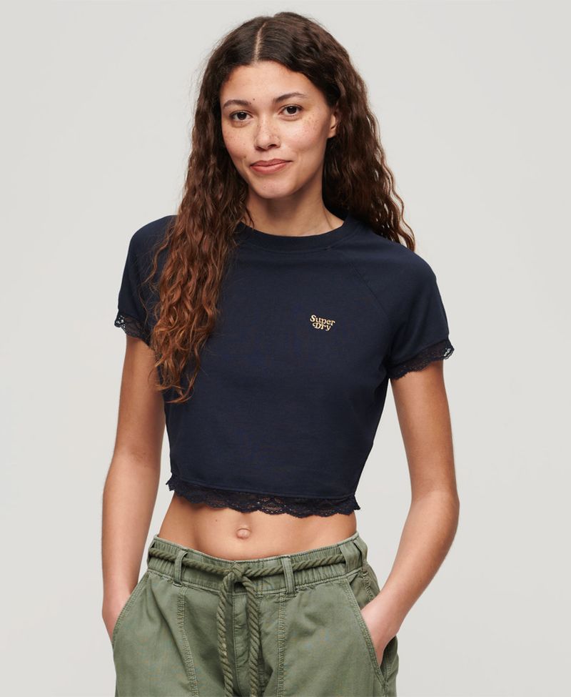 Top-Para-Mujer-Lace-Trim-Tee