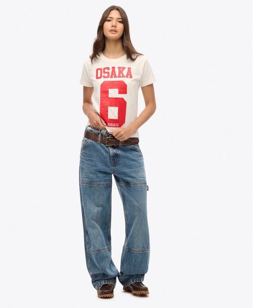Camiseta Manga Corta Para Mujer Osaka 6 Crack Print 90S Tee