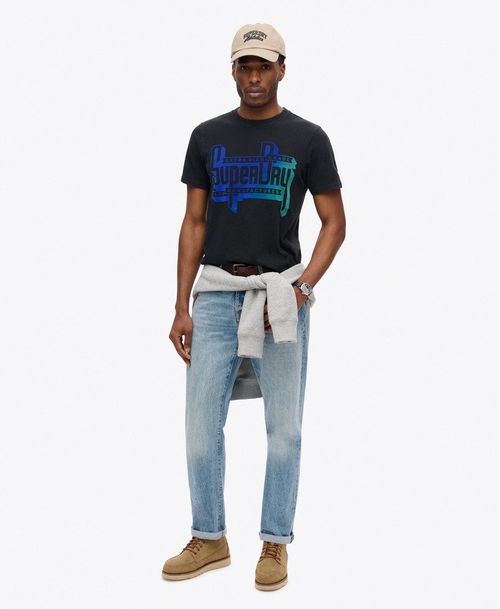 Camiseta Manga Corta Para Hombre Flocked Fade Graphic