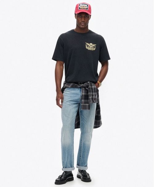 Camiseta Manga Corta Para Hombre Biker Rock Graphic Loose Tee
