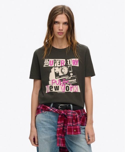 Camiseta Manga Corta Para Mujer Lo-Fi Punk Poster Relaxed Tee