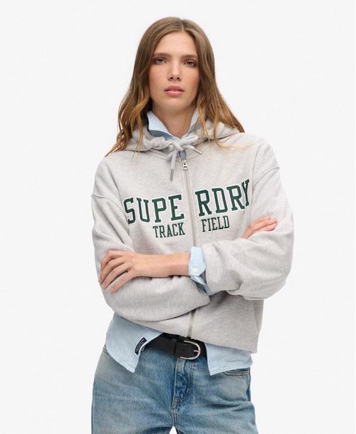 Buzo Abierto Para Mujer College Logo Boyfriend Zip