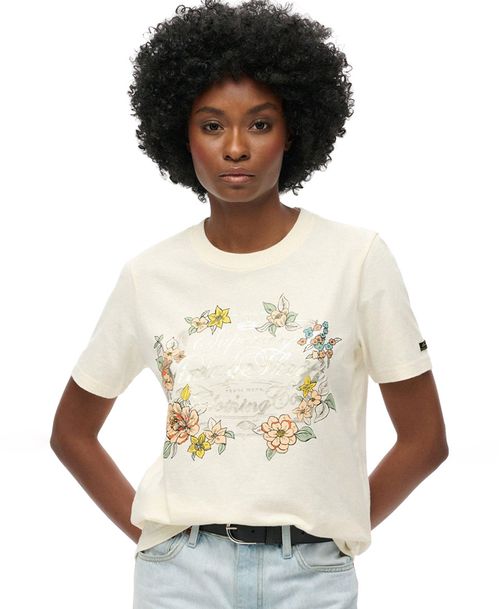 Camiseta Manga Corta Para Mujer Floral Graphic Relaxed